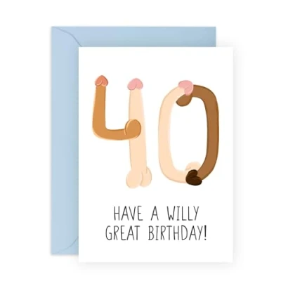 Image of Central 23 Rude 40th Birthday Cards For Men Women W*lly Great Naughty Greeting Husband Wife Brother Sister Age 40 Forty Friends Card Comes With Stickers