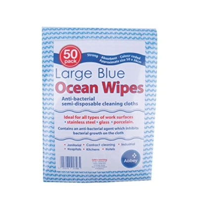 Image of Abbey CCB058 Large Ocean Wipes, Blue (Pack of 50)