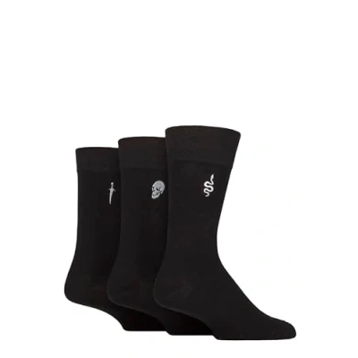Image of Mens 3 Pair SOCKSHOP Wildfeet Embroidered Socks Snake / Skull Dagger 7 11