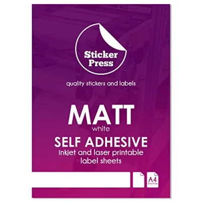 Image of A4 White MATT Self Adhesive/Sticky Back Label Printing Sticker Paper Sheets (50 Sheets)