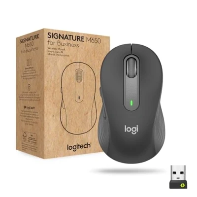 Image of Logitech Signature M650 For Business Wireless Mouse, Small to Medium Sized Hands, Logi Bolt, Bluetooth, SmartWheel Grey