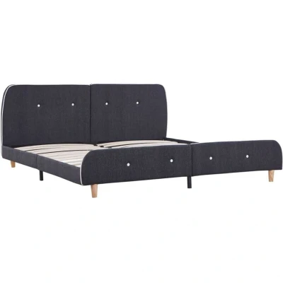 Image of vidaXL Bed Frame without Mattress Dark Grey Fabric 150x200 cm King Size