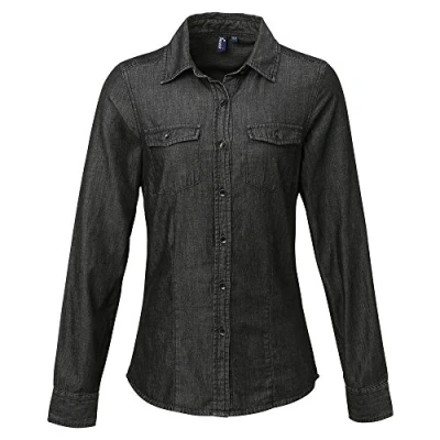Image of Premier Women&#039;s Jeans Stitch Denim Shirt Black XL