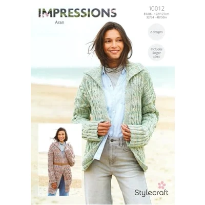 Image of STYLECRAFT Stylcraft Impressions Aran Knitting Pattern 10012 Ladies Jackets