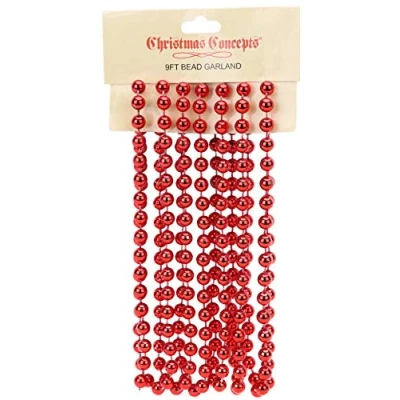 Image of Christmas Concepts® 2.7m (9ft) Bead Chain Garlands Decorations (Red)