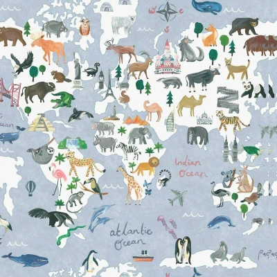 Image of Albany Wallpaper Animal Maps 13250