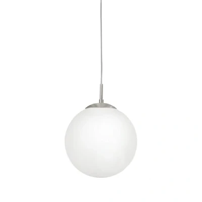 Image of Eglo Pendant lamp Rondo, 1 Light lamp, Made of Steel, Colour: matt Nickel, Glass: Opal White, Socket: E27, Ø: 20 cm