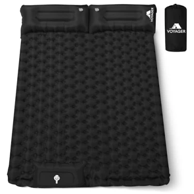Image of Voyager Double Sleeping Pad Ergonomic Design Durable 40D Nylon + TPU Easy Inflation/Deflation Compact &amp; Lightweight Ideal for Camping, Hiking, and Outdoor Adventures Black
