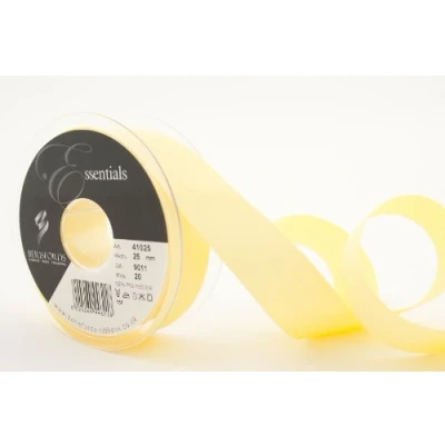 Image of Berisfords 41025 20 m x 25 mm Polyester Grosgrain Ribbon, Lemon