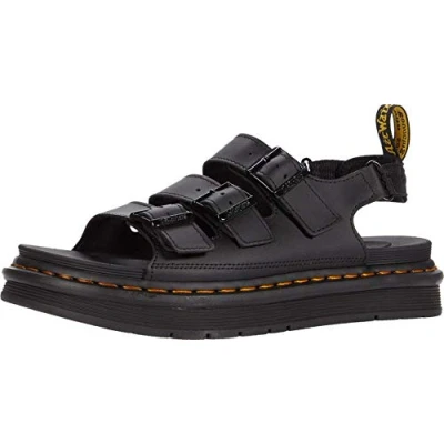 Image of Dr. Martens Men&#039;s Soloman Sandal, Black Hydro Leather, 6 UK