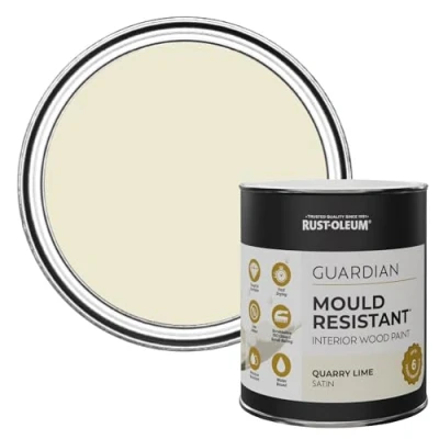 Image of Rust Oleum Beige Guardian Mould Resistant Interior Wood Paint in Satin Finish Quarry Lime 750ml