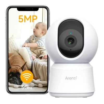 Image of ARENTI 5G Indoor Camera,5MP Pet Dog Camera with App,PTZ Home Security Camera,Wifi 360 Motion Tracking,Baby Monitor 2.4Ghz/5Ghz Dual Band,Night Vision,2 Way Talk,Noise Detection(P2F)