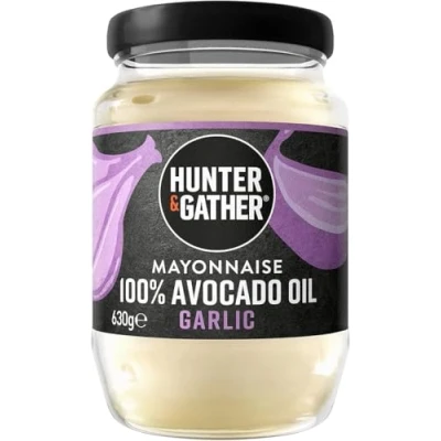 Image of Hunter &amp; Gather Garlic Avocado Oil Mayonnaise 630g Seed Free I Made with Pure British Range Egg Yolk Paleo, Keto, Sugar and Gluten Mayo