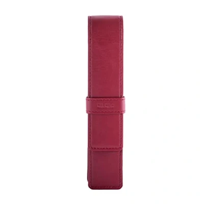 Image of DiLoro Leather Single Pen Case Pencil Pouch Holder for One Fountain Ballpoint Rollerball and Pencil, Red,
