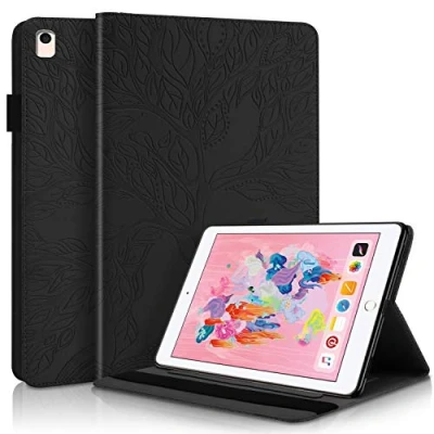 Image of Succtop iPad 5th/6th Generation Case PU Leather Flip Wallet Cover Auto Sleep/Wake Function Smart Protective for Apple 2017/2018 9.7 Inch/iPad Pro 9.7&quot;/iPad Air/iPad Air 2 Black
