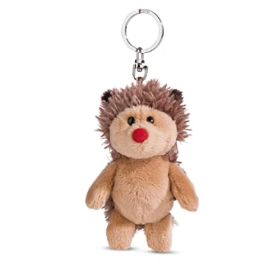 Image of NICI 49141 Hedgehog Hetch Hogan 10cm Brown Sustainable Companion Cuddly Animal Pendant Lanyard, Ring &amp; Key Holder, Print