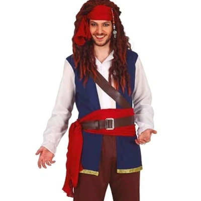 Image of Bright Red Pirate Waist Sash and Head Scarf
