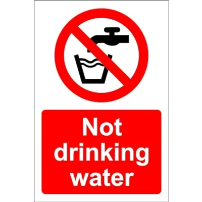 Image of Not drinking water Safety sign Self adhesive sticker 100mm x 75mm (Pack of 5 stickers) Case 10)