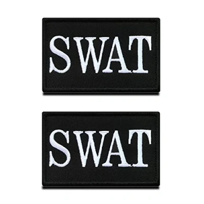 Image of Zcketo 2 Pieces SWAT Special Weapons and Tactics Police Military Embroidered Applique Hook &amp; Loop Emblem Patch for Attach to Clothes Jackets Jean Hat Vest Dogs Harness Collect
