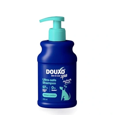 Image of Douxo Skin &amp; Coat SPA Ultra Safe Odour Control Dog Shampoo for Smelly Dogs, 250 ml, Cleans Hydrates the Skin, Removes Odour, Leaves Soft Smelling Great, Friendly Formula