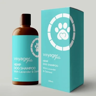 Image of Voyager Hemp Dog Shampoo With Lavender &amp; Oatmeal Removes Stubborn Dirt Detangles Fur, Leaving the Coat Clean and Fresh Suitable for Dry, Delicate or Irritated Skin, 250ml