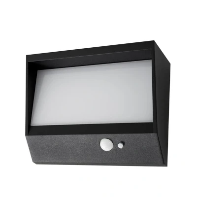 Image of Lucande LED solar wall lamp Dava, 14 cm high, aluminium, sensor
