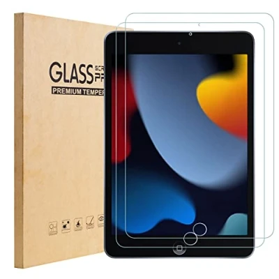 Image of TopEsct 2 Pack Screen Protector for iPad 10.2 inch,Tempered Glass Film Apple 2021 2020 2019 (9th / 8th 7th Generation),9H Hardness, Ultra Clear, Anti Scratch,for 7 8 9