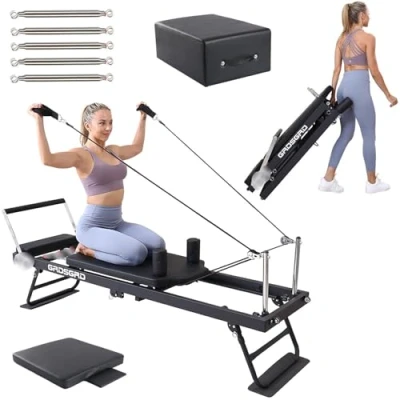 Image of GRDSGRD Pilates Reformer Machine Foldable Equipment for Home Workouts,Portable Gym,Black
