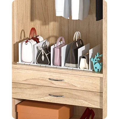 Image of Baffect Adjustable Plastic Shelf Dividers Closet Bag Divider Purse Organizer Separators for Organization(2 Pack,White)