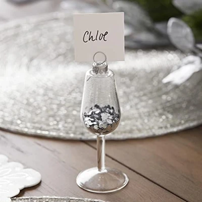 Image of Ginger Ray TIS 613 Glass Christmas Place Card Holders, Clear