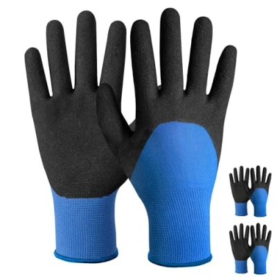 Image of Velway 2 Pairs Safety Work Gloves Lightweight Gardening with Secure Grip Nitrile Frosted Coating Protect Palm Fingers Ideal for General Duty Men Women (Size 8/M)