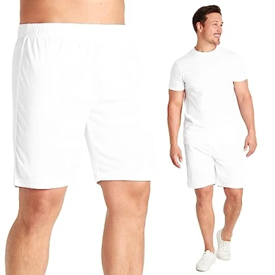 Image of CityComfort Mens Activewear Shorts, Lightweight Breathable Pull On Gym Shorts (White, 2XL)