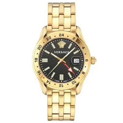 Image of Versace Watches Greca TIME Watch goldcoloured/black, Men&#039;s, Size: One Size, Gold coloured/black