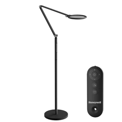 Image of Honeywell LED Floor Lamp F01BK Sunturalux™ Eye Caring Dimmable Standing Light with Remote,Bright Natural Daylight 5 Colors &amp; Brightness Adjustable Tall Lampara for Home Office Living Room Bedroom
