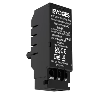 Image of Evoges EVOD250 250VA 2 Way Push On Off Replacement LED Dimmer Module Switch (100VA Leading Edge &amp; Trailing Dimmer)