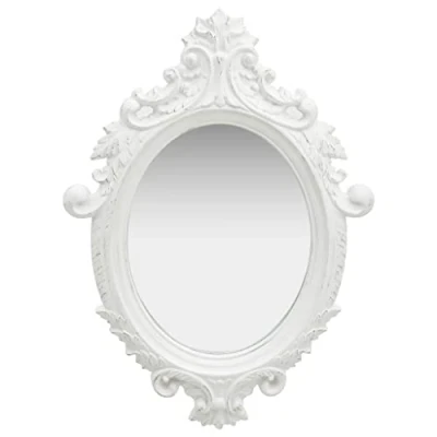 Image of vidaXL Wall Mirror Hanging Bathroom Garderobe Antique Retro Wardrobe Home Castle Style White