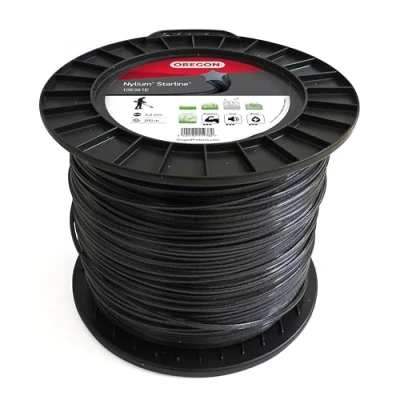Image of Oregon Nylium Star Shaped Strimmer Line Wire for Grass Trimmers and Brushcutters, Five Cutting Edges Clean Finish, Professional Grade Heavy Duty Nylon, Fits Petrol Strimmers, 3.3mm 200m (‎106361E)