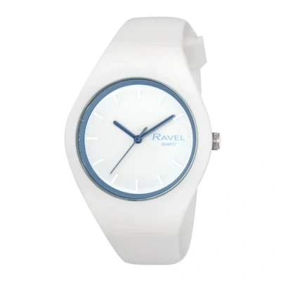 Image of Ravel Unisex Slim Comfort Fit Contrast Silicon Strap Watch Analogue Quartz R1804.46 White/Blue