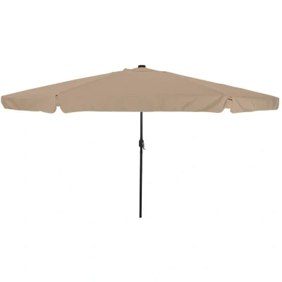 Image of vidaXL Garden Umbrella with LED Lights 395x245 cm Taupe