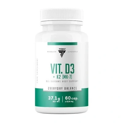 Image of Trec Nutrition VIT. D3 + K2 Capsules with MCT Oil Bone Health, Muscle Function &amp; Immune Support 60