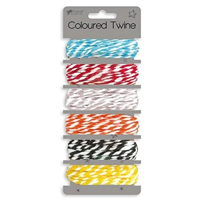 Image of 6 x Coloured Candy Striped Twine 3M Wedding Party DIY Crafts Ribbon Packing Rope Gifts