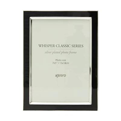 Image of Kenro Whisper Classic Black 6x4 Inch / 10x15cm Photo Frame with Silver Plated Edging WSC1015B