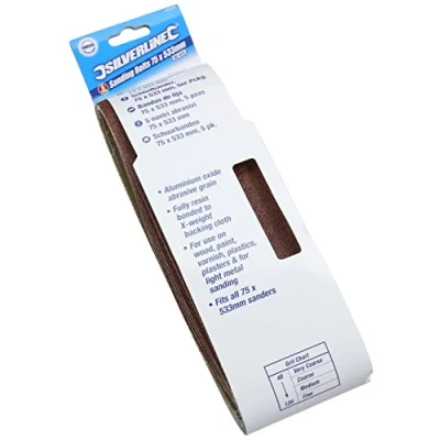 Image of Silverline Sanding Belts 75 x 533mm 5pk 80 Grit