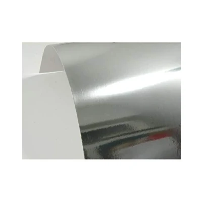 Image of Netuno 50 x Mirror Cardboard Silver Printed on One Side DIN A3 297 420 mm 225 g Effect Decorative Paper with Craft Card Metallic for