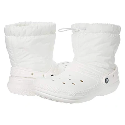 Image of Crocs Unisex Classic Lined Neo Puff Boot Snow, White, 4 UK