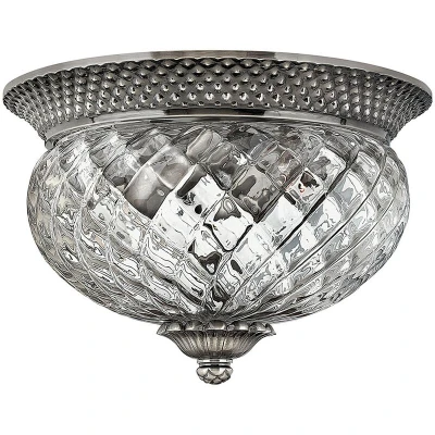 Image of Plantation 2 Light Small Semi Flush Ceiling Polished Antique Nickel, E27