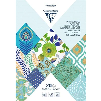 Image of Clairefontaine Ref 95095C PaperTouch Handmade Papers (Pack of 20 Sheets) A4 (210 x 297mm) in Size, Acid Free Paper, Suitable for Cutting &amp; Gluing Blues