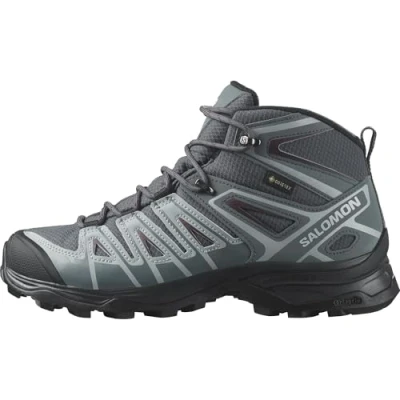 Image of SALOMON Women&#039;s X Ultra Pioneer Mid Gore Tex Hiking Shoe, Ebony/Stormy Weather/Wine Tasting, 4 UK