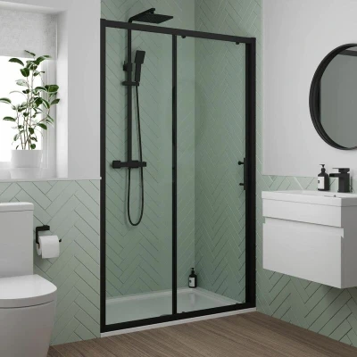 Image of Luxura Sliding Shower Door 1000mm 6mm Black