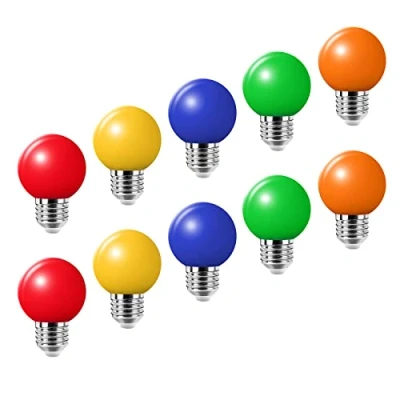 Image of 10Pack Colored Bulbs 2W E27 G45 Lighting Bulbs,LED Coloured Golf Ball Bulb Lamp,Mixed Colours Red Green Blue Orange Yellow